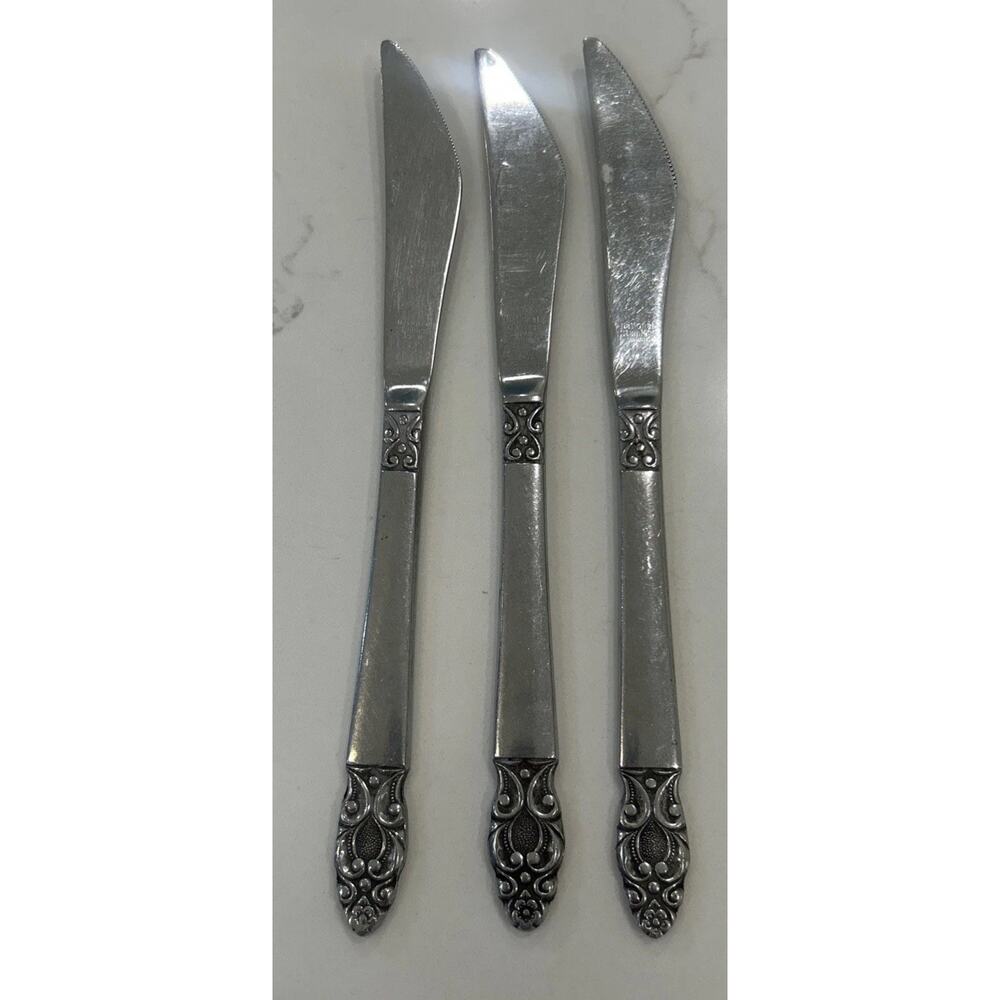 Vintage National Stainless OLAF Flatware Japan Set Of 3 Dinner Knives - Picture 2 of 9